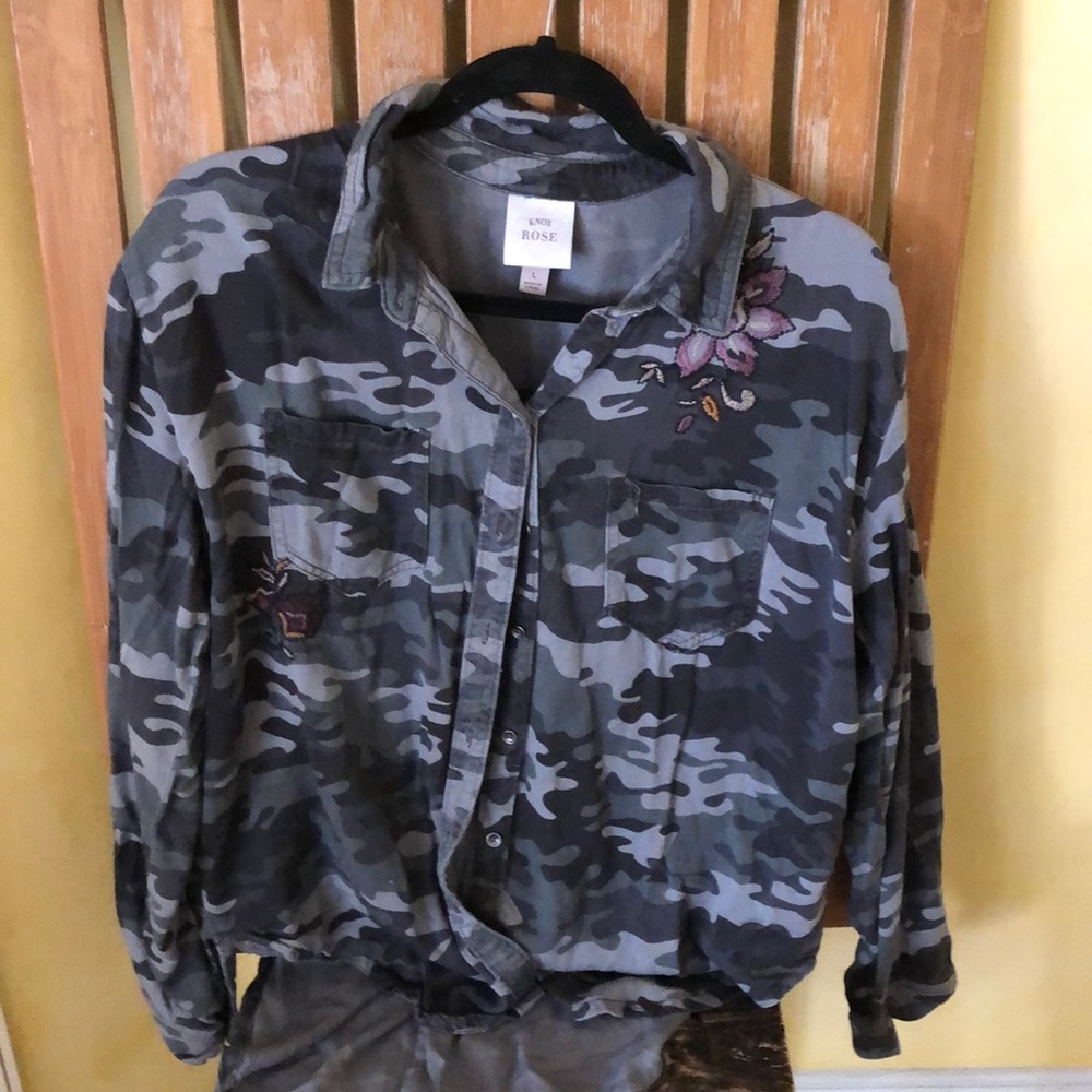 Army style embroidered blouse